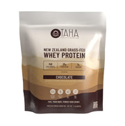 Taha Chocolate Whey Protein bottle for a quick post-workout protein boost