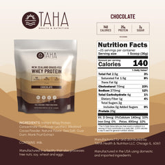 Taha Chocolate Whey Protein shake in glass with rich cocoa flavor