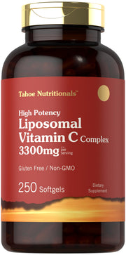 Tahoe Nutritionals Liposomal Vitamin C Complex bottle for daily wellness with high-potency softgels.