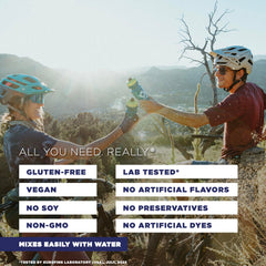 Tailwind Nutrition Recovery Mix vanilla tub label highlighting vegan and allergen-free features