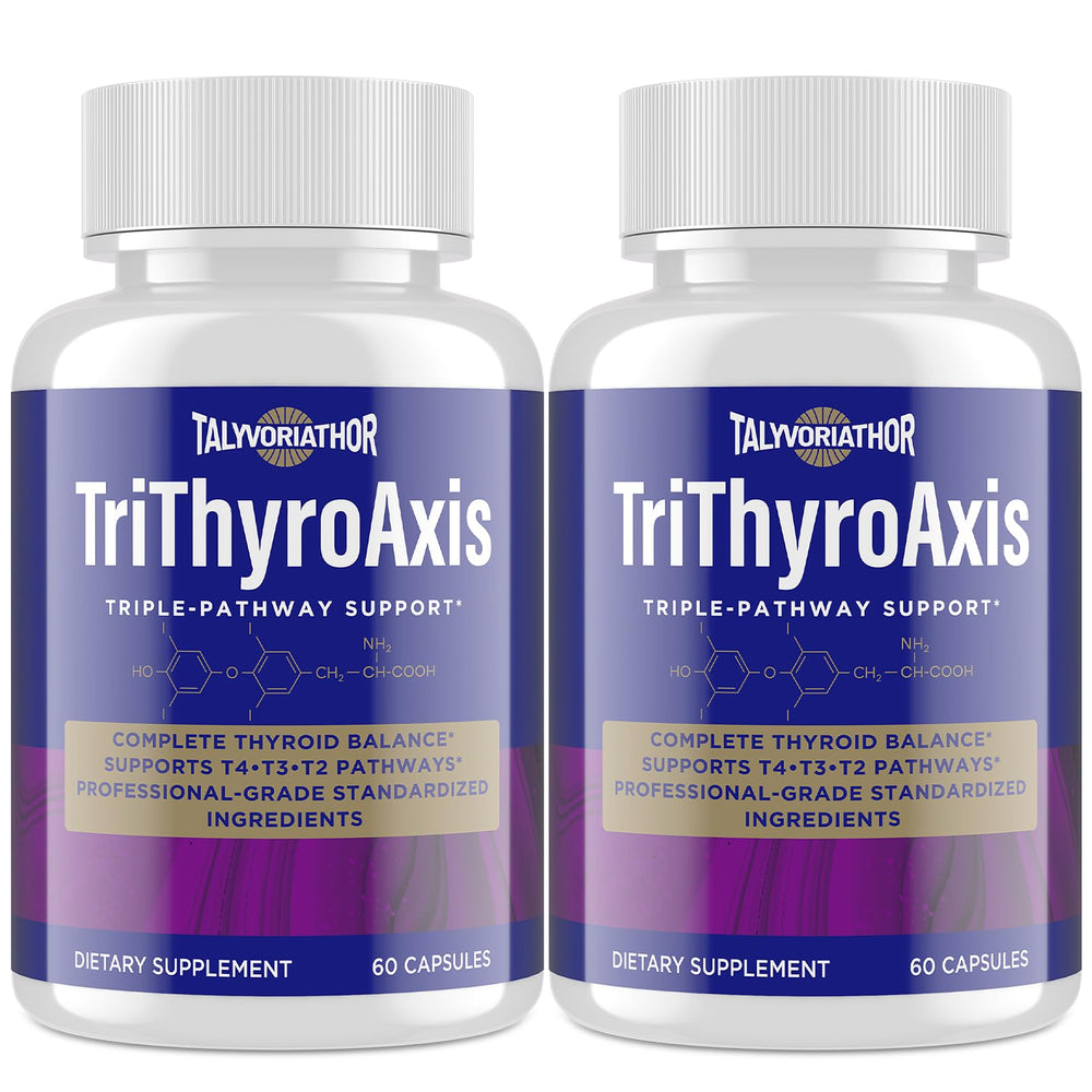 Talyvoriathor TriThyroAxis bottle front for balanced energy and metabolism.