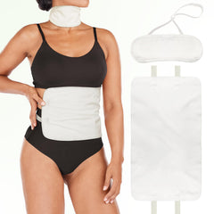 Taoscare castor oil pack on stomach providing gentle warmth and comfort.