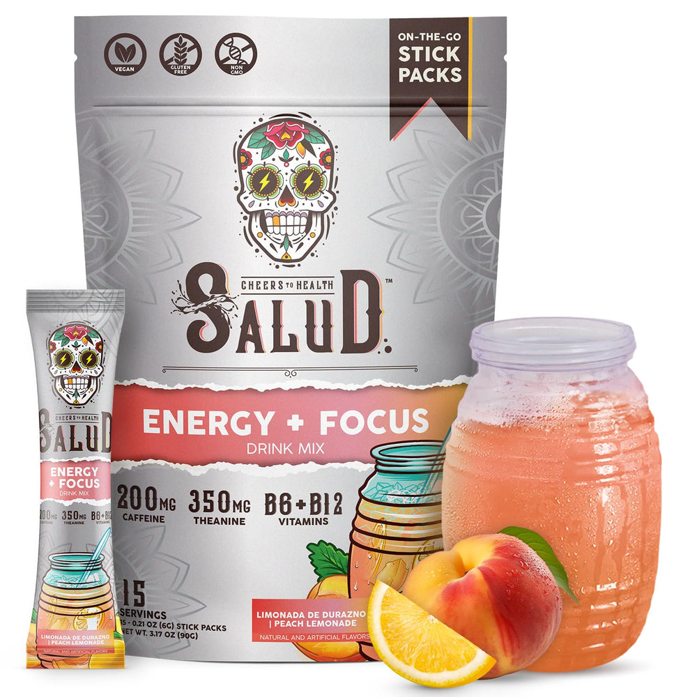 Taste Salud 2-in-1 energy powder packet ready for on-the-go energy.