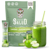 Taste Salud front packaging showing green apple sticks and product benefits