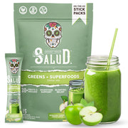 Taste Salud front packaging showing green apple sticks and product benefits