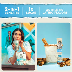 Taste Salud Horchata glass mix ready for a refreshing electrolyte drink
