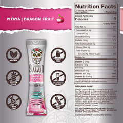 Taste Salud ingredient list highlights caffeine and amino acids for balanced energy.