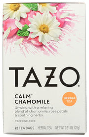 Tazo Calm Chamomile tea bags ready for a soothing evening ritual