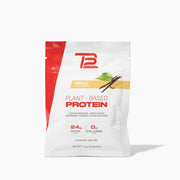 TB12 vanilla plant-based protein powder bottle for on-the-go fueling