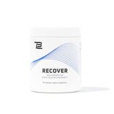 TB12 Recover bottle closeup showing compact capsules for daily recovery