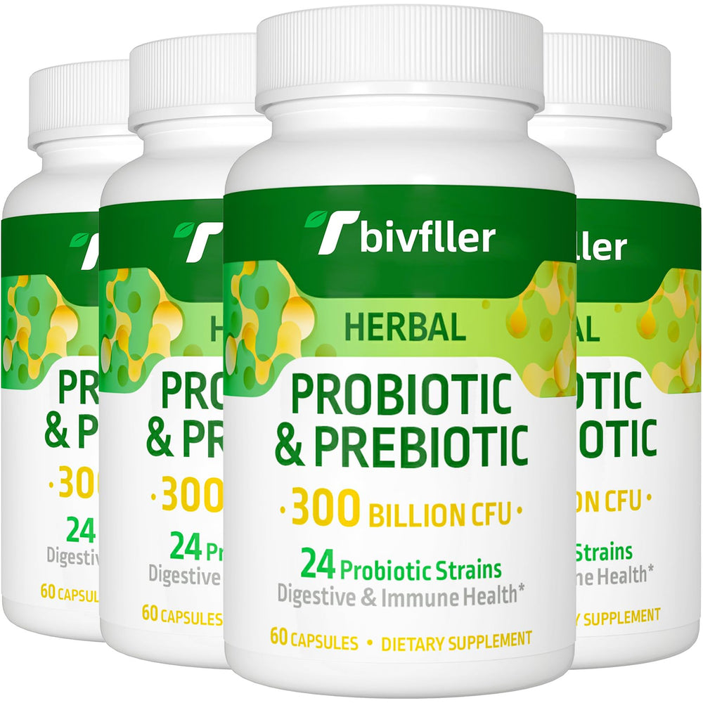 Tbivfller Probiotics 300B CFU bottle promotes gut balance and daily wellness.