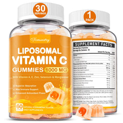Tcemundry Liposomal Vitamin C Gummies packaging shows 1000 mg for daily immune support.