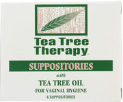 Tea Tree Therapy suppositories 2g box front for gentle vaginal hygiene