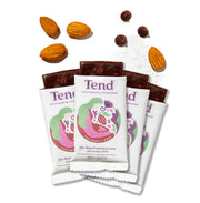 Tend daily prenatal bar packaging highlighting organic ingredients and chocolate sea salt flavor for on-the-go nutrition.
