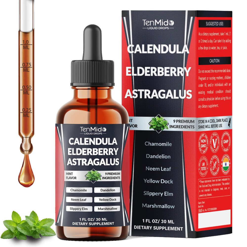 Tenmido 9in1 Calendula Tincture bottle ready for daily wellness routine