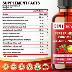 Tenmido Berberine drops dropper view highlighting convenient dosage.