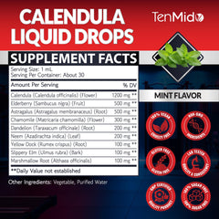 Tenmido Calendula tincture dropper close-up for easy daily dosing