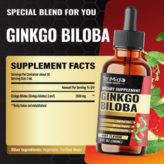 Tenmido Ginkgo Biloba dropper shows convenient liquid form for quick dosing.