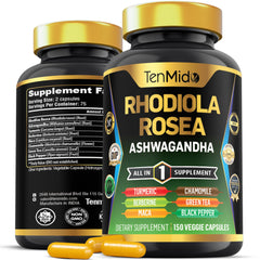 Tenmido Rhodiola Rosea 8in1 bottle for daily energy and focus.