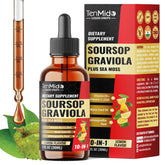 Tenmido Soursop Bitters bottle shows premium herbal blend for daily vitality.