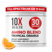 10X Health System amino acids tropical orange powder jar for everyday performance and recovery.