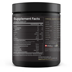 Terra Elmnt multi collagen peptides powder container highlighting skin, hair, nails support.