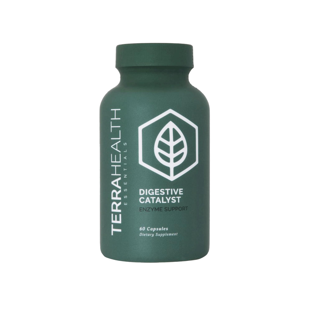 Terra Health Essentials Digestive Catalyst bottle label shown for post-meal support