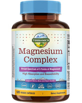 Terranics 5-in-1 magnesium capsule close-up highlights high absorption