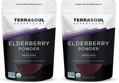 Terrasoul Elderberry Powder pack front with label, ideal for smoothies