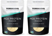 Terrasoul pea protein pouch front, organic, unflavored powder ready to blend.