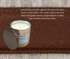 Terreux Patchouli Sandalwood candle in glass jar with calming glow.