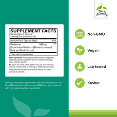 Close-up of Terry Naturally Berberine capsules showing joint health support.