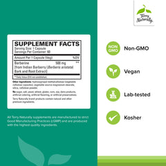 Terry Naturally Berberine capsules closeup for convenient daily dosing.