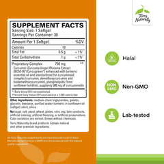 Terry Naturally CuraMed label closeup, showing high-potency curcuminoids for brain and heart wellness.