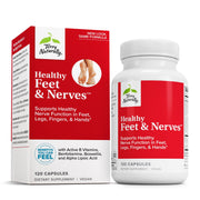 Terry Naturally Healthy Feet & Nerves bottle top view showing vegan capsules for daily nerve support.