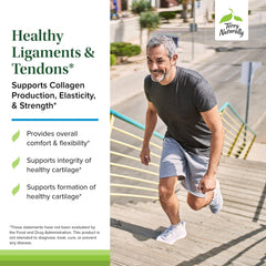 Terry Naturally Healthy Ligaments & Tendons label highlights non-GMO vegan formula.