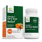 Terry Naturally Omega-7 Dry Eye Softgel bottle on a clean surface for daily eye comfort.