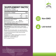 Terry Naturally OPC Extra Strength bottle back label with dosage guidance for daily antioxidant support