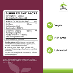 Close-up of Red Sage Plus capsules ready for daily heart support.