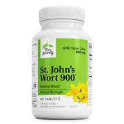 Terry Naturally St John's Wort 900-60 bottle displays full clinical dose in vegan, gluten-free format.