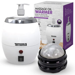 Tettonia Massage Oil Warmer with auto temperature provides consistent warmth for smooth glides.