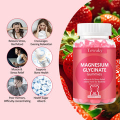 Tewuky Magnesium Glycinate Gummies nutrition panel highlights vegan, gluten-free ingredients and pectin base