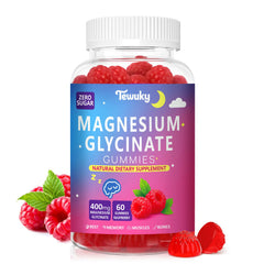 Tewuky Magnesium Glycinate Gummies bottle with raspberry flavor for restful nights and daily wellness