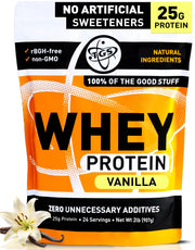 TGS Nutrition Vanilla Whey Protein 2lb bottle showing clean, natural ingredients for daily workouts.