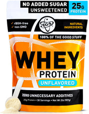 TGS Nutrition Whey Unflavored powder container front view, clean post-workout protein.