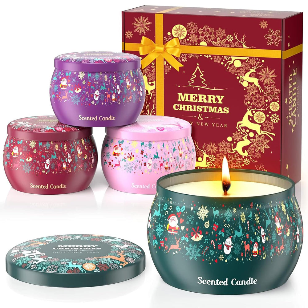 THAUSDAS Rose scented candle tin enhances ambience with floral notes for relaxing evenings.
