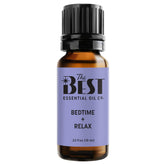 The Best Essential Oil Co Bedtime + Relax bottle front promotes calm for bedtime routines