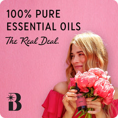 The Best Essential Oil Co Headache + Migraine blend label highlights ingredients and sourcing