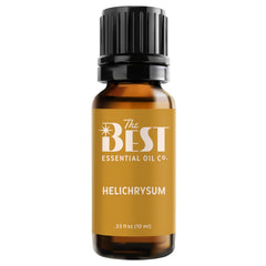 The Best Essential Oil Co Helichrysum diluted oil bottle pour for calming aromatherapy.