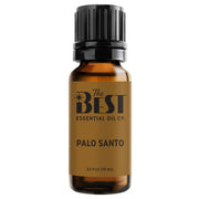 The Best Essential Oil Co Palo Santo bottle with dropper for aromatherapy use.